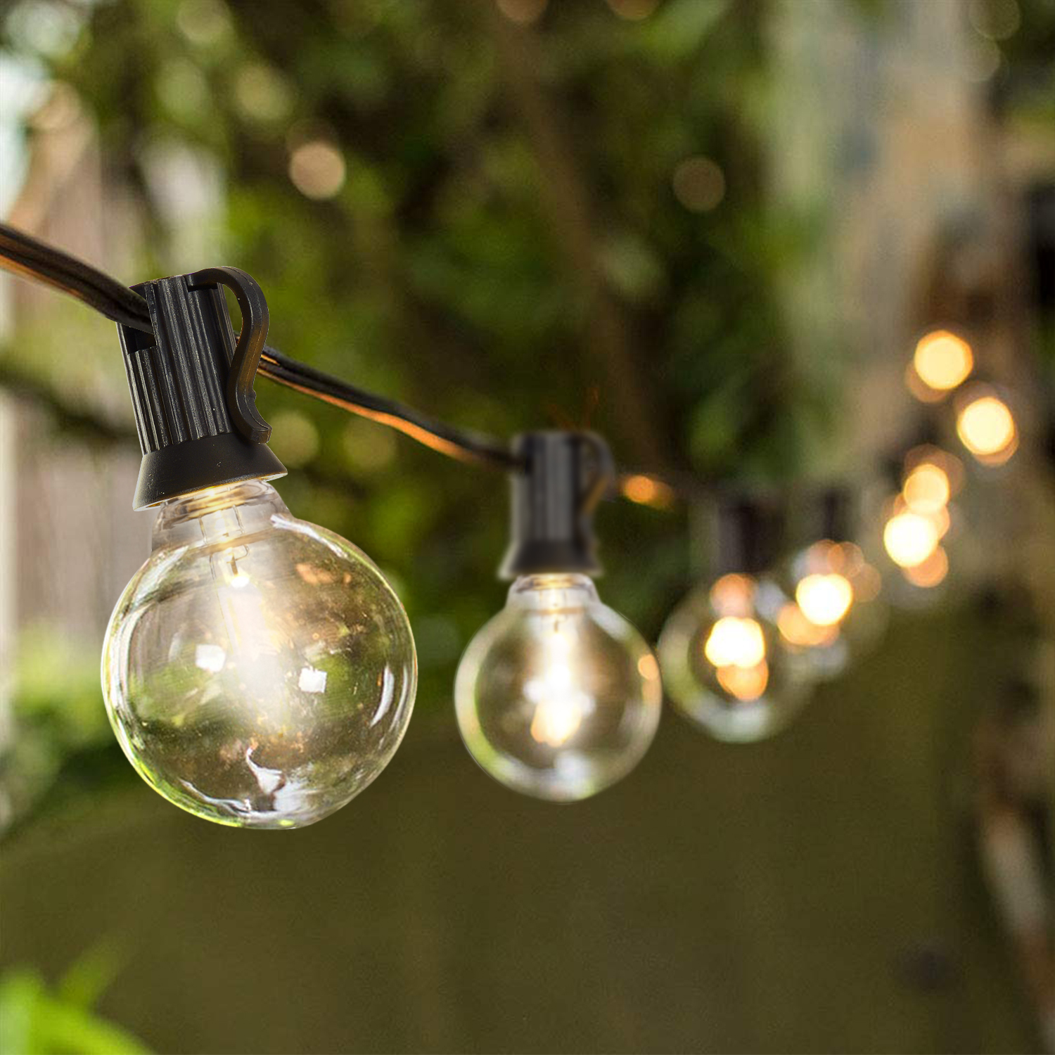 197FT LED Outdoor String Lights, Plug-in Waterproof Patio Lights with 100 Shatterproof Bulbs, Warm White Outdoor Hanging Light Decor for Backyard Deck Garden Bistro Porch Party
