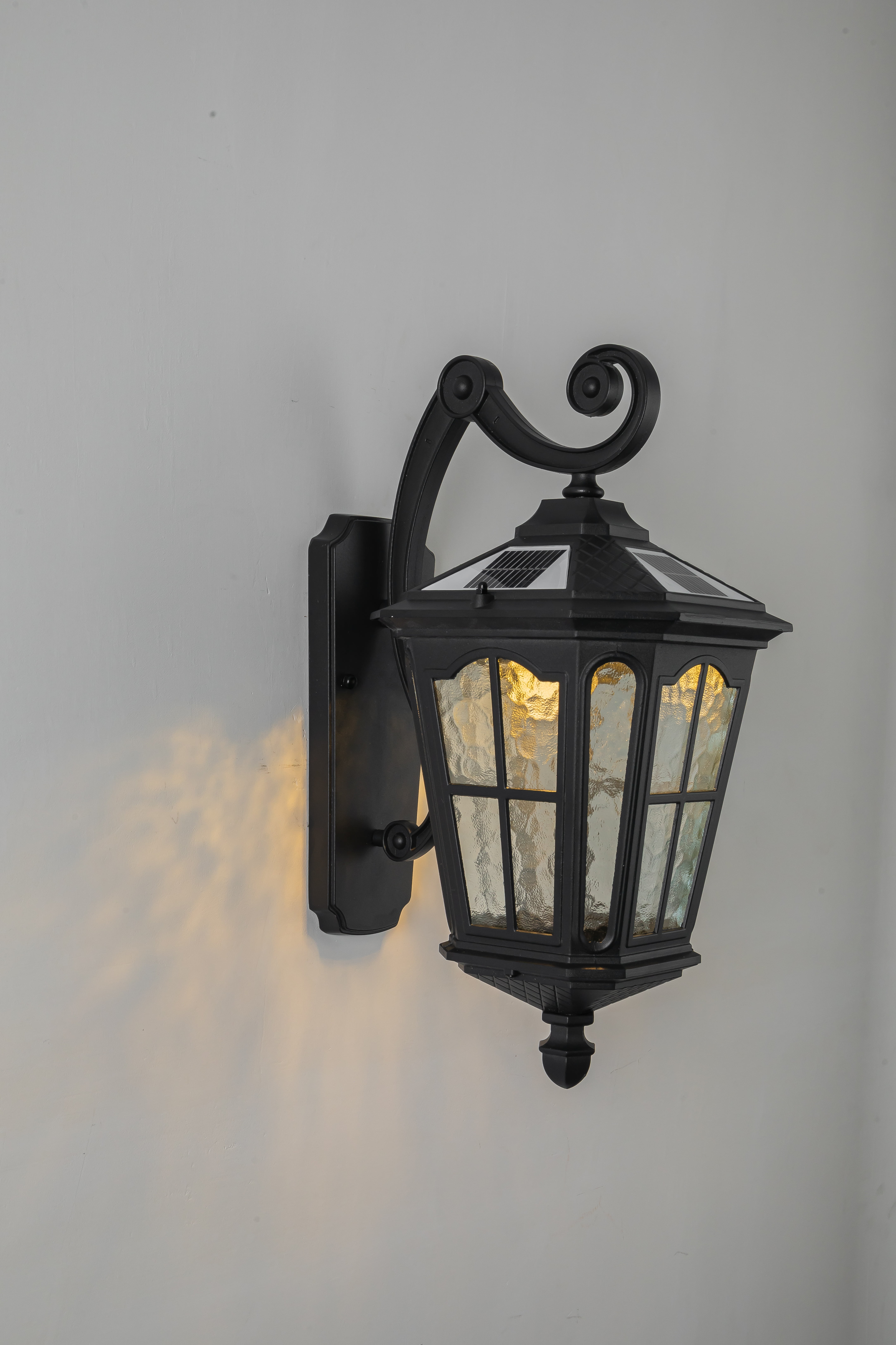 Black Solar Wall Light Amen Style Outdoor Wall Lamps Corridor Aisle Light IP65 Waterproof Wall Sconce Villa Garden Outdoor Patio Balcony Gate Post Light 3000K-6000K