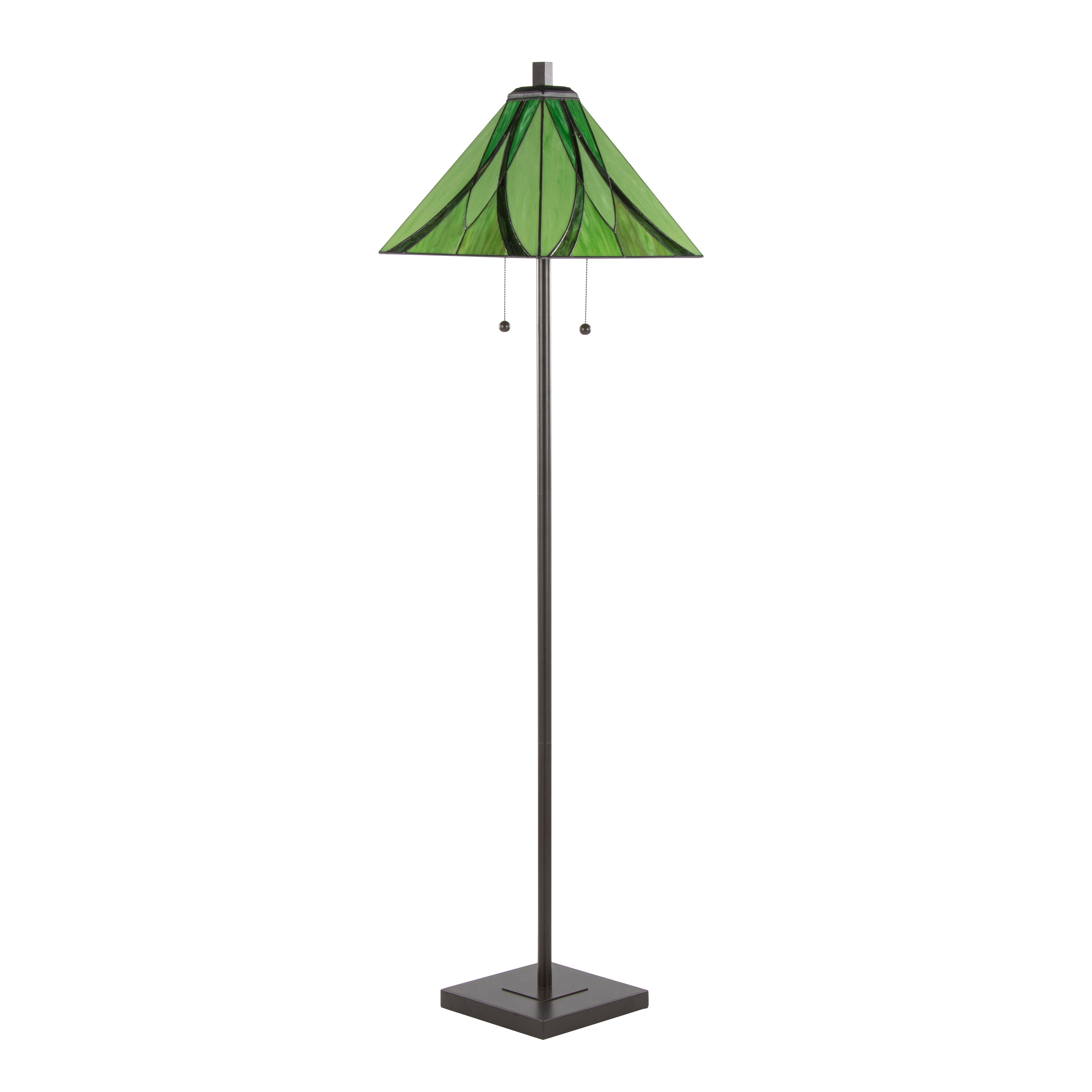 63" Floor Lamp in Oil Rubbed Bronze Metal with Green Glass