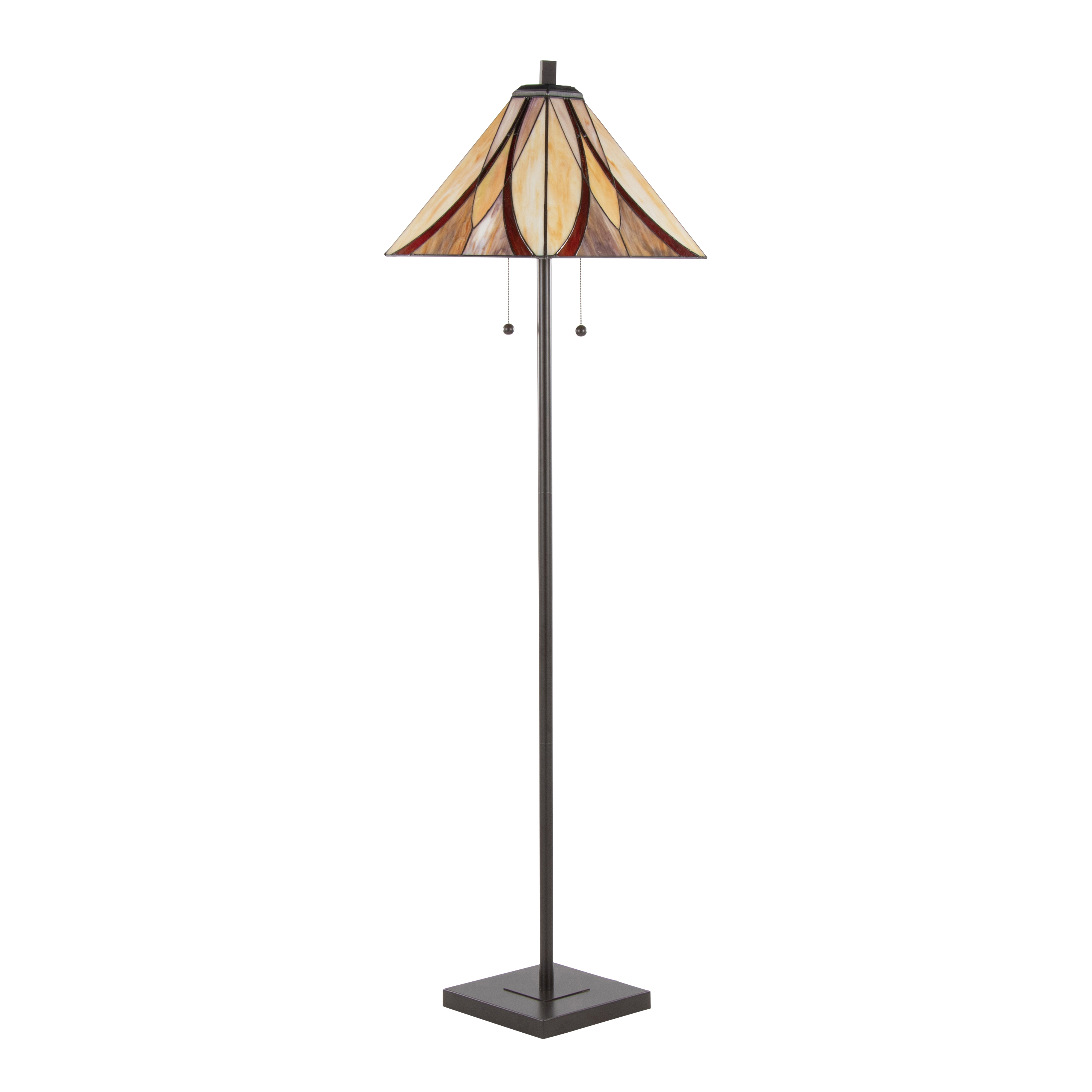 63" Floor Lamp in Oil Rubbed Bronze Metal with Brown and Cream Glass