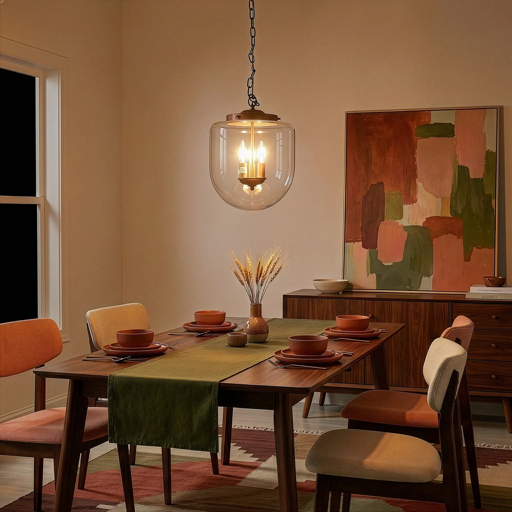 Delphi Pendant Lamp - Coarse Gold and Clear Glass