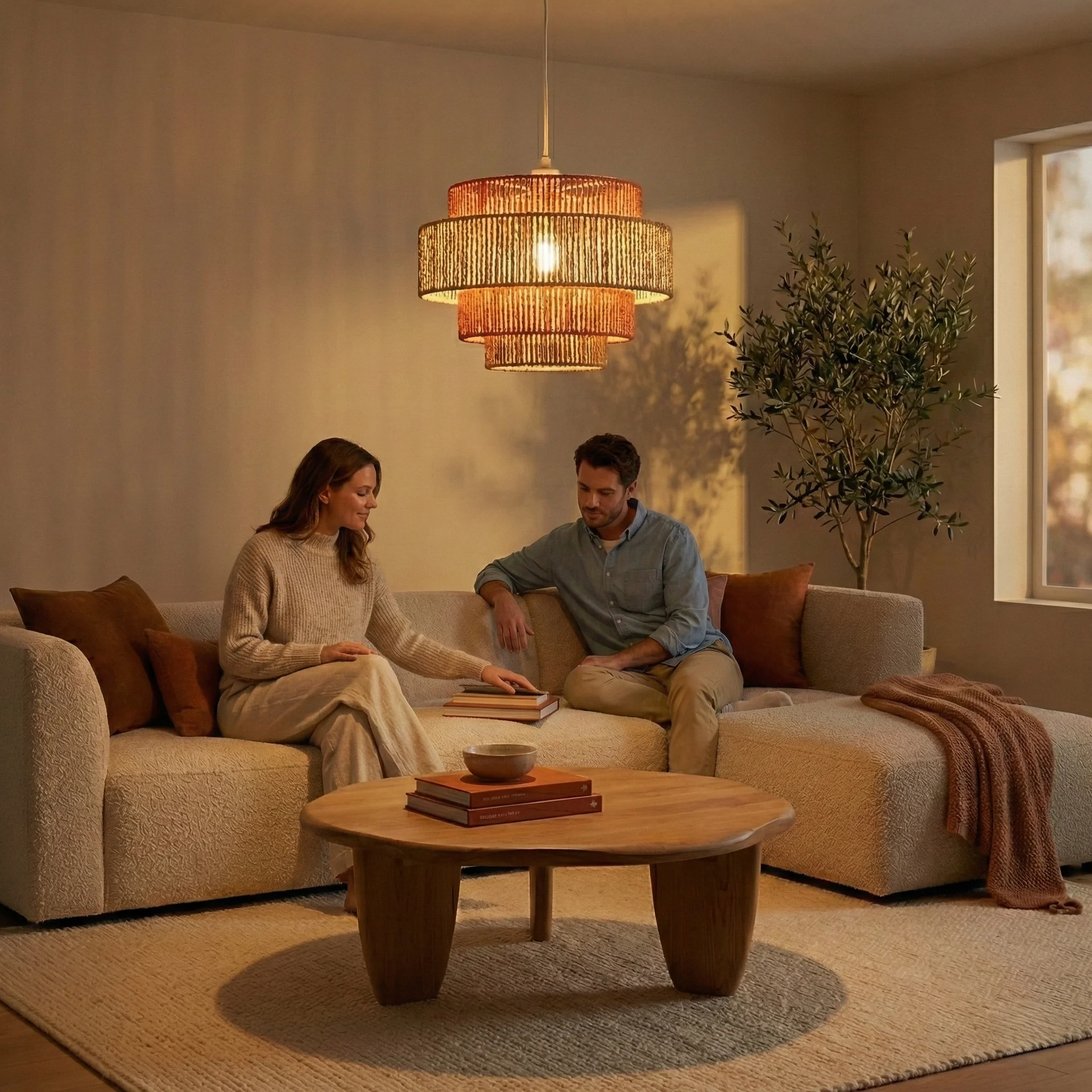 Dorset Pendant Lamp - White and Natural/Terracotta