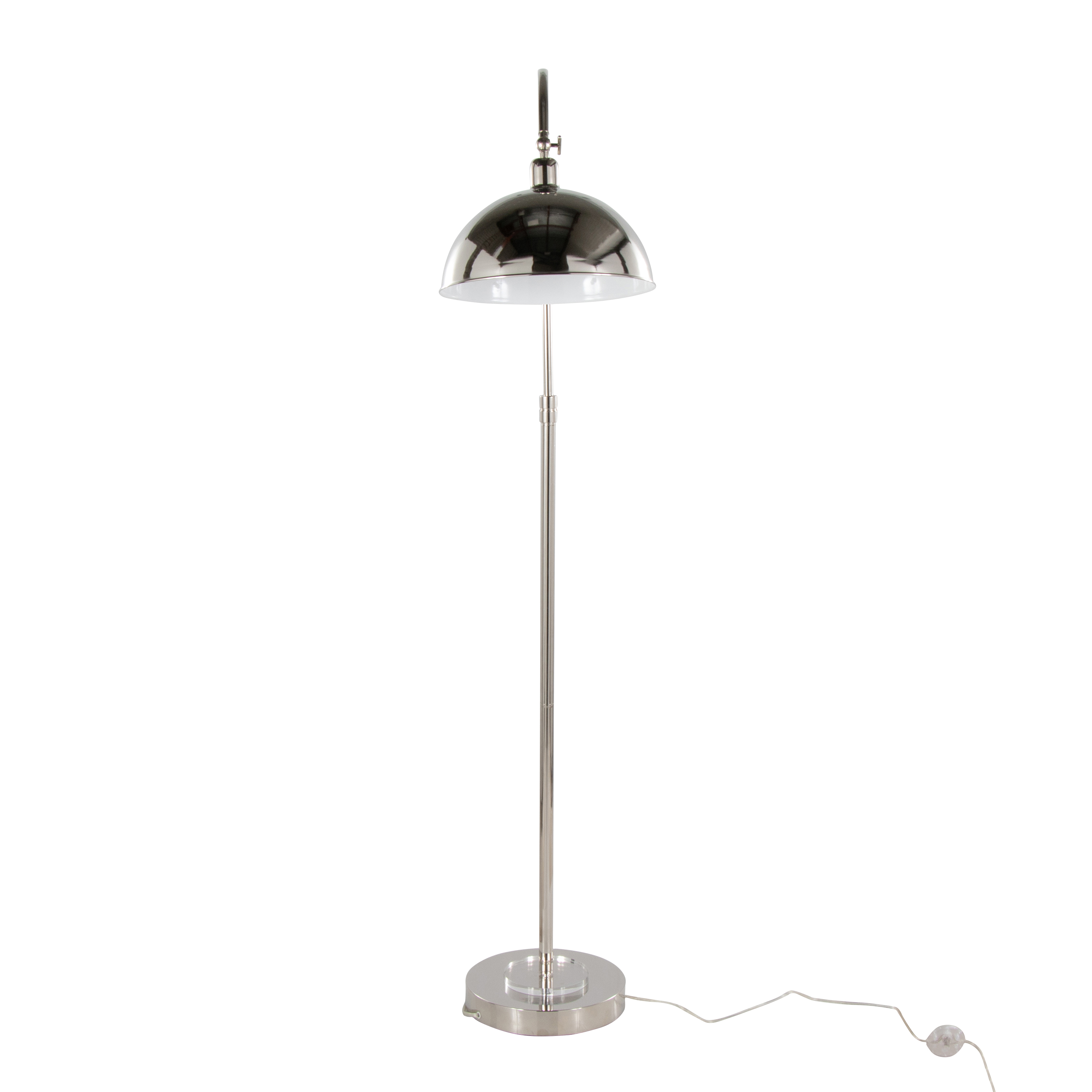 Metal Floor Lamp in Polished Nickel and Clear K9 Crystal with White Metal Accents