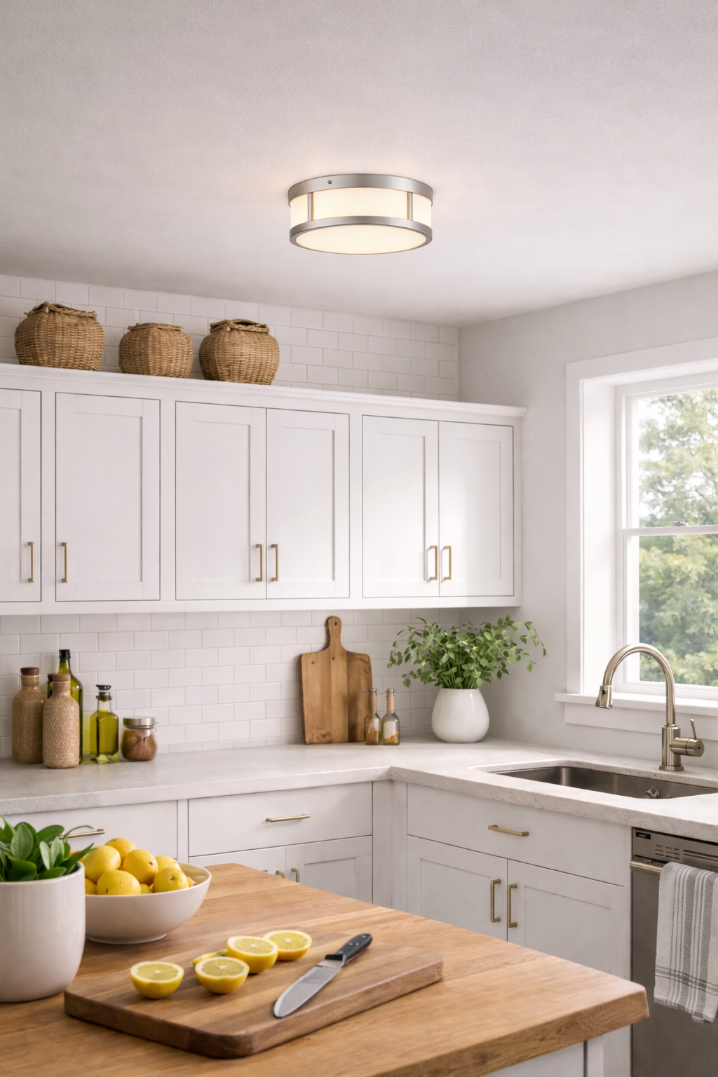 10-inches Brushed Nickel Intgrated LED Flush Mount Light