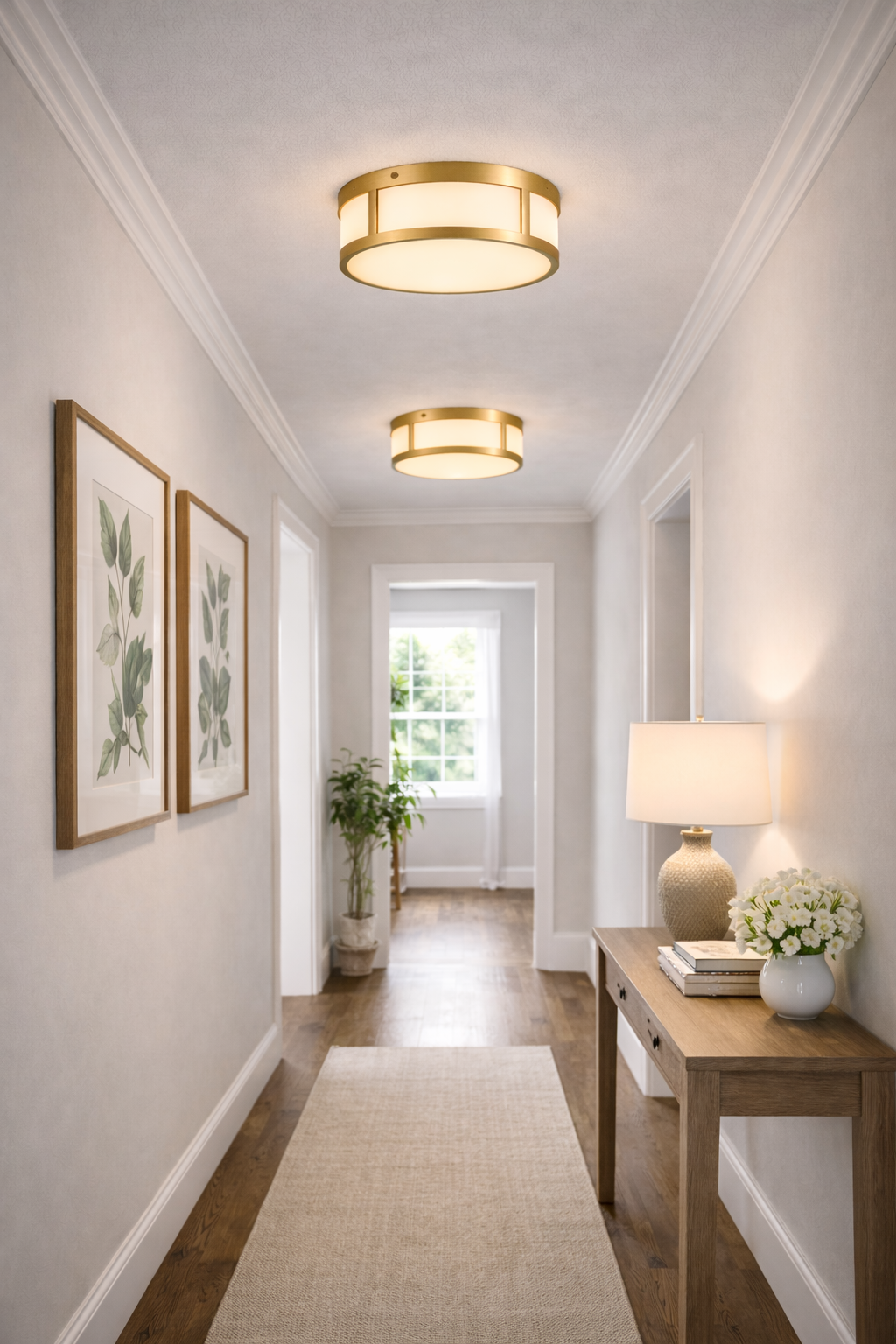 10-inches Antique Brass Intgrated LED Flush Mount Light