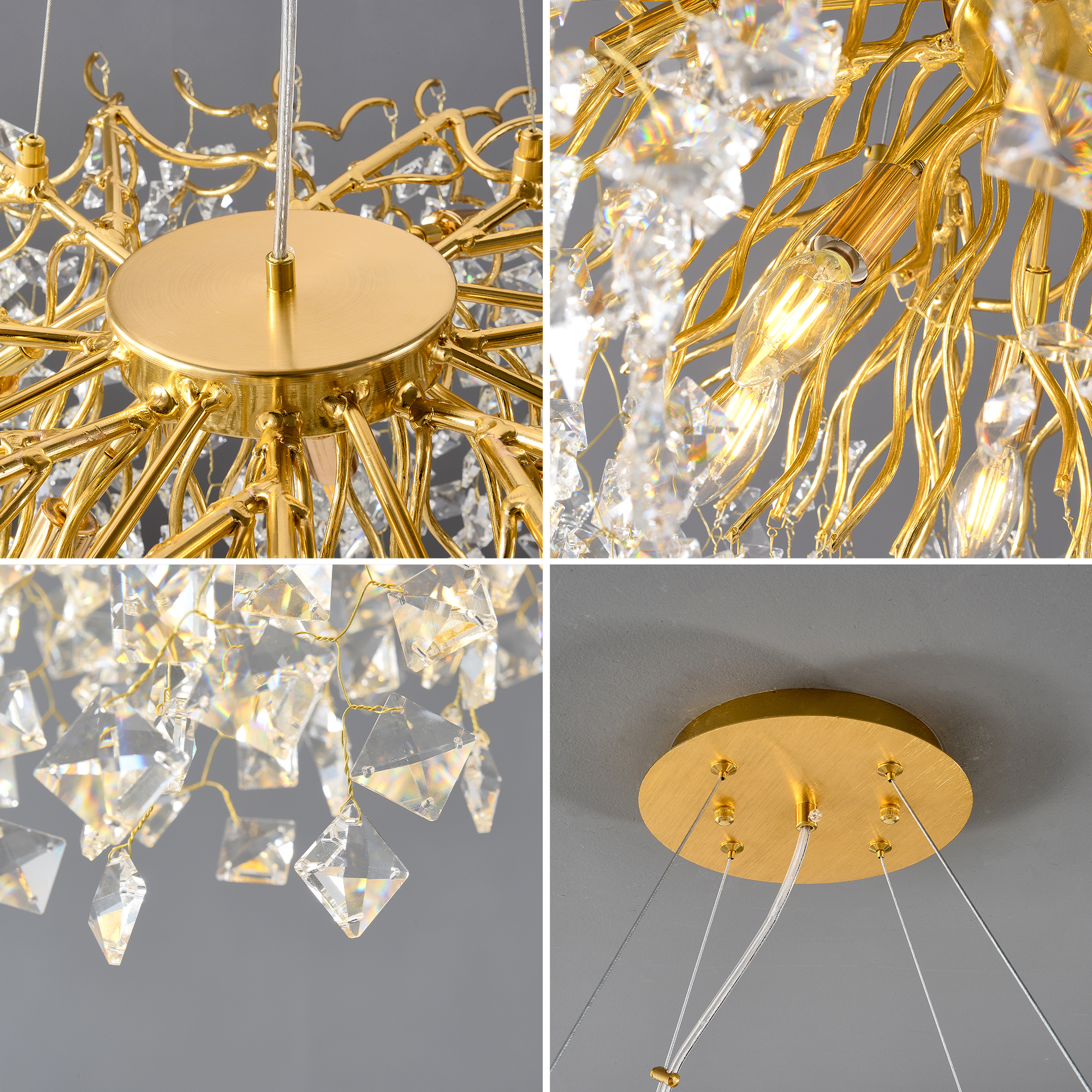 Modern High-End Romantic Golden Branch-Shaped Ceiling Lamp Suitable For Dining Room And Living Room
