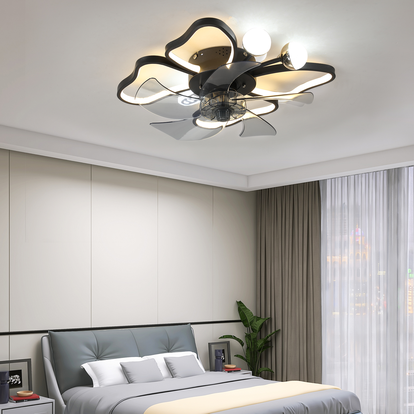 19.7 Inch Light Ceiling Fan with Lights Remote Control with Modern Butterfly Design Styling, Black, Fan for Bedroom, Living Room, Timing Function, Noiseless, Children's Favorite