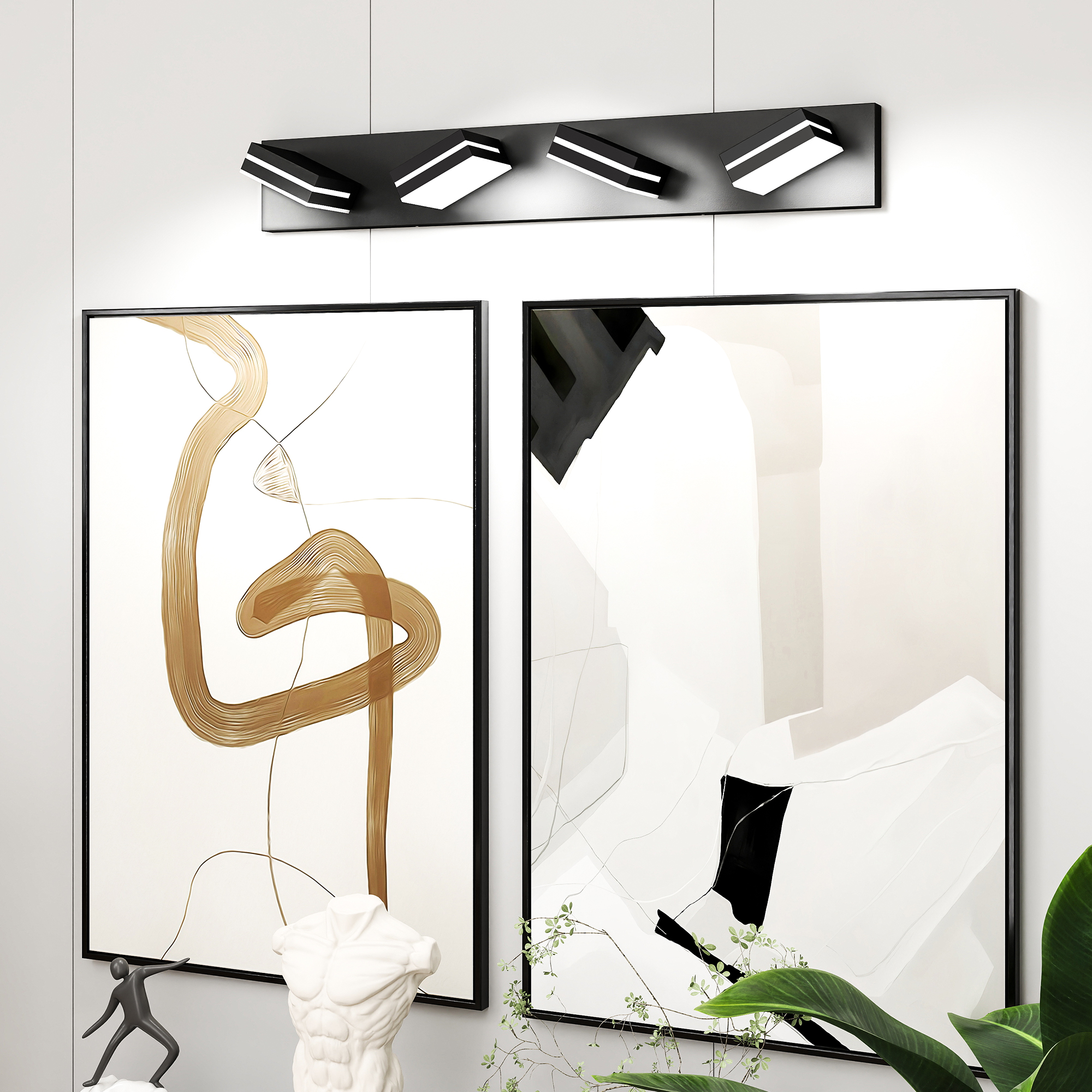Modern Chrome LED Vanity Light, 4-Lights Wall Sconce for Bathroom and Mirror, Sleek Minimalist Design, Energy-Efficient, Easy to Install