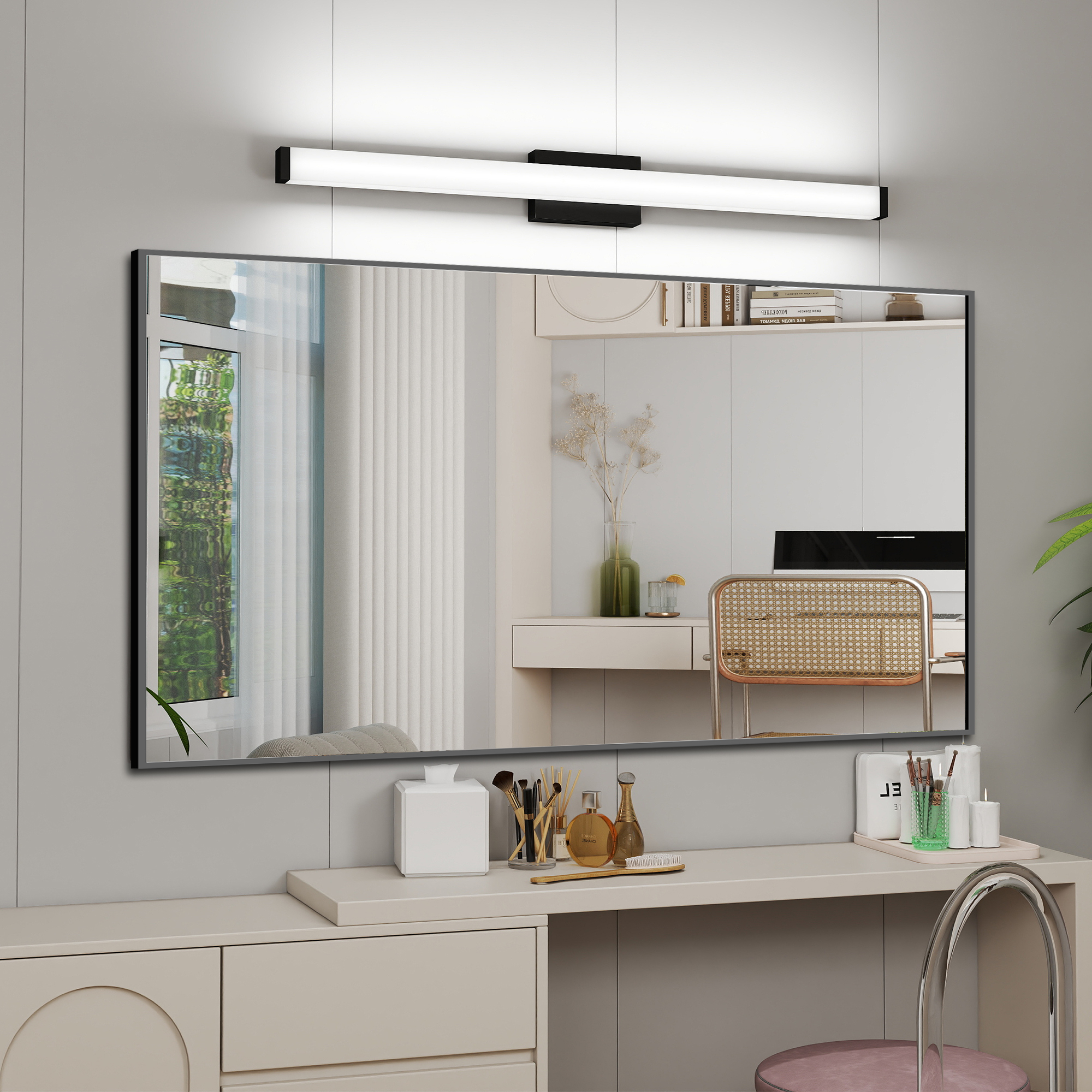Black Modern Bathroom Light Fixtures Over Mirror 41 inch LED Vanity Lights Bar for Bath