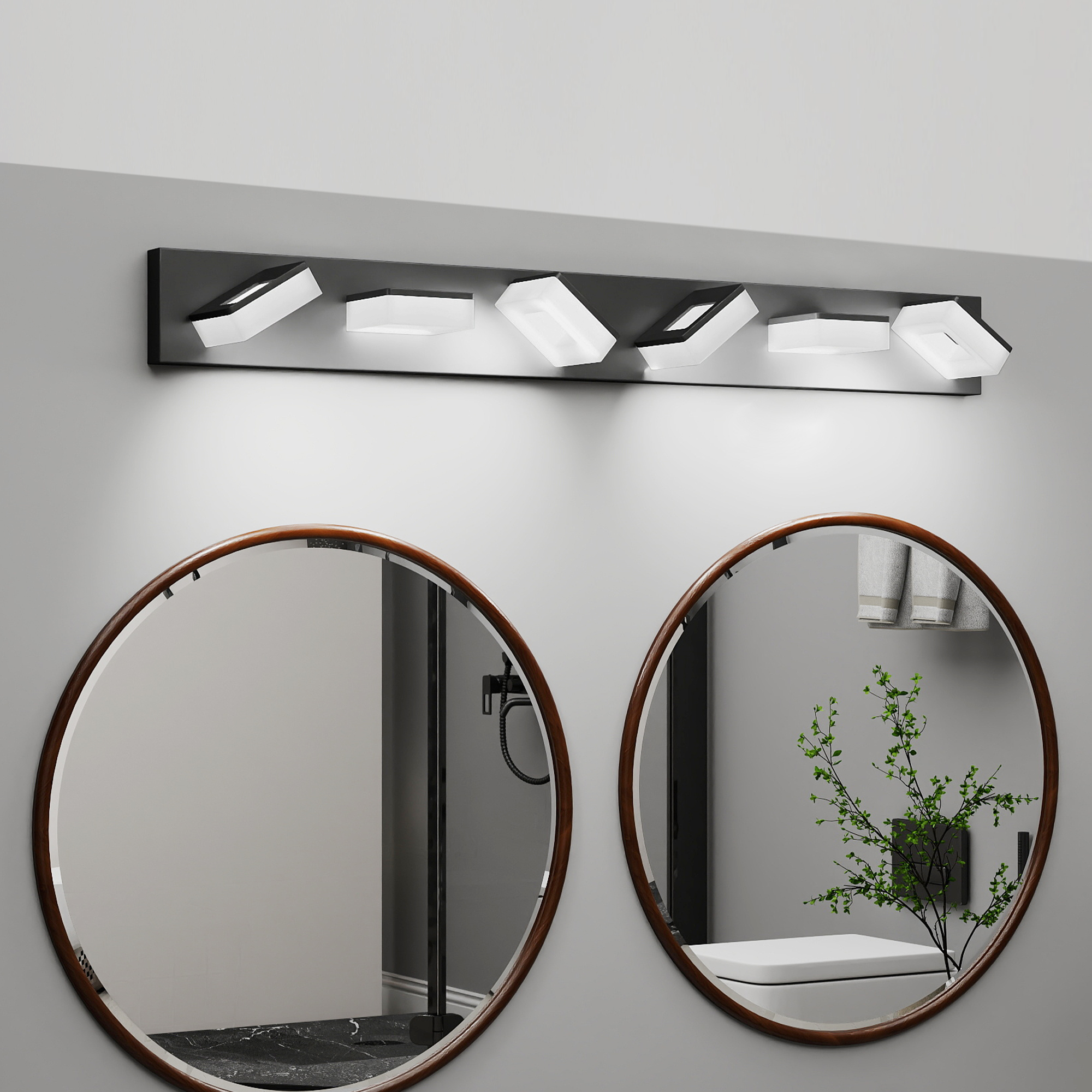 LED Modern Bathroom Vanity Light Fixtures (6-Light, 39-Inch), Matte Black Modern Acrylic Bathroom Wall Lighting Fixtures Over Mirror (Cool White 6000K)