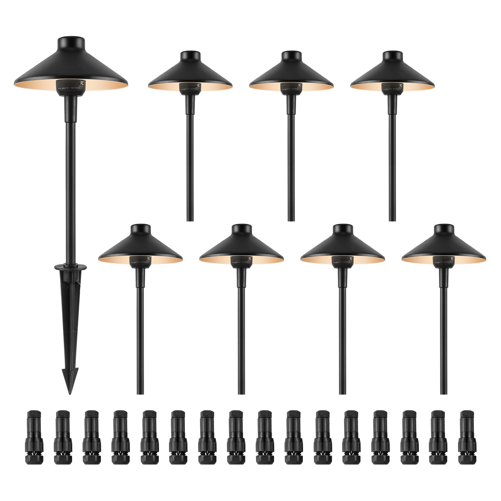 8 Pack Low Voltage Landscape Path Lights, 3W 210LM 12V-24VAC/DC Outdoor LED Pathway Lighting, 3000K Warm White Walkway Lights with Quick Connectors, IP66 Waterproof for Yard Garden Sidewalk