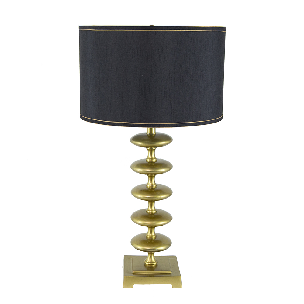 16x16x29.8" Gold and Black Table Lamp with Contemporary Disc Design