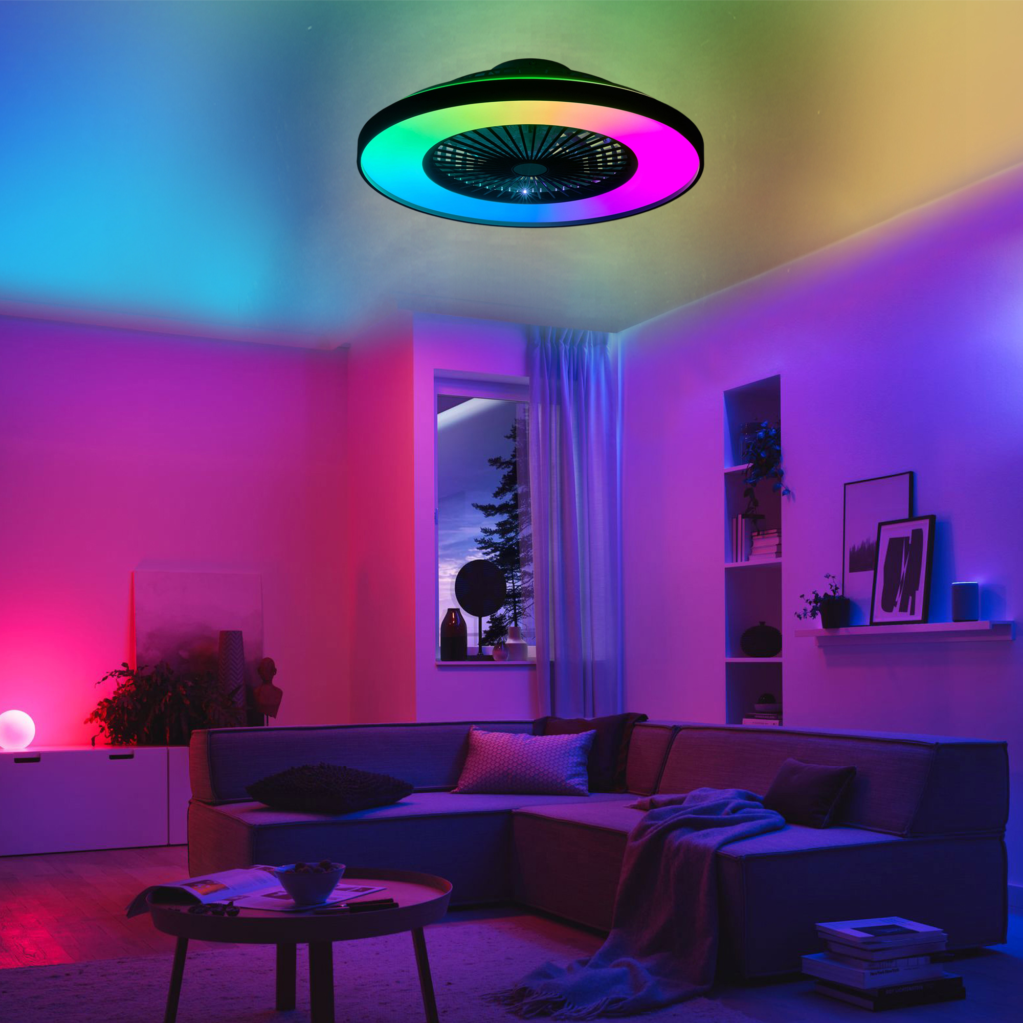 23" Bedroom Fan Light with Remote Control, Dimmable, 8 Blades, Reversible DC Motor, with LED Light