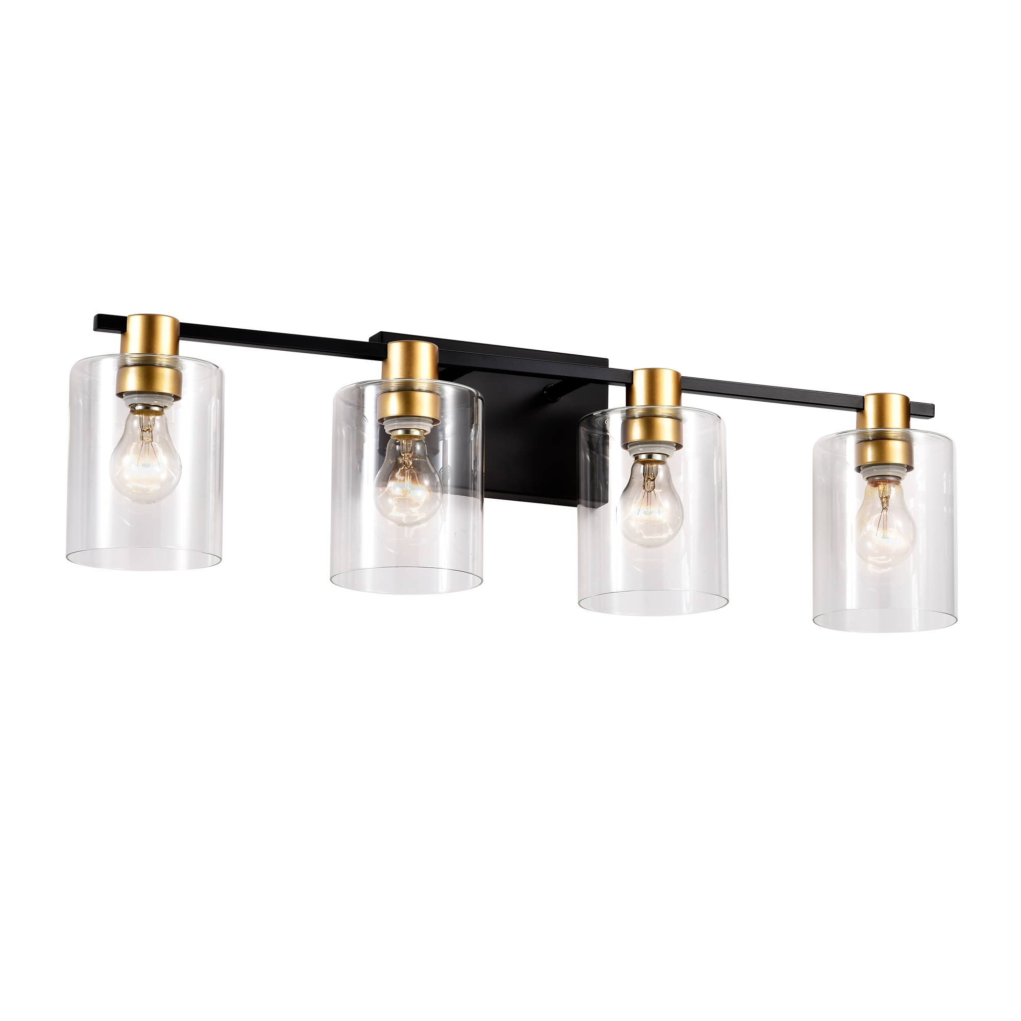 4-Light Bathroom Light Fixtures((Does Not Include Light Bulbs), Modern Vanity Lights with  Glass Shade, Vintage  Light Fixture Bathroom Over Mirror Wall Lights for Kitchen Dinning Room Bedroom Hallway