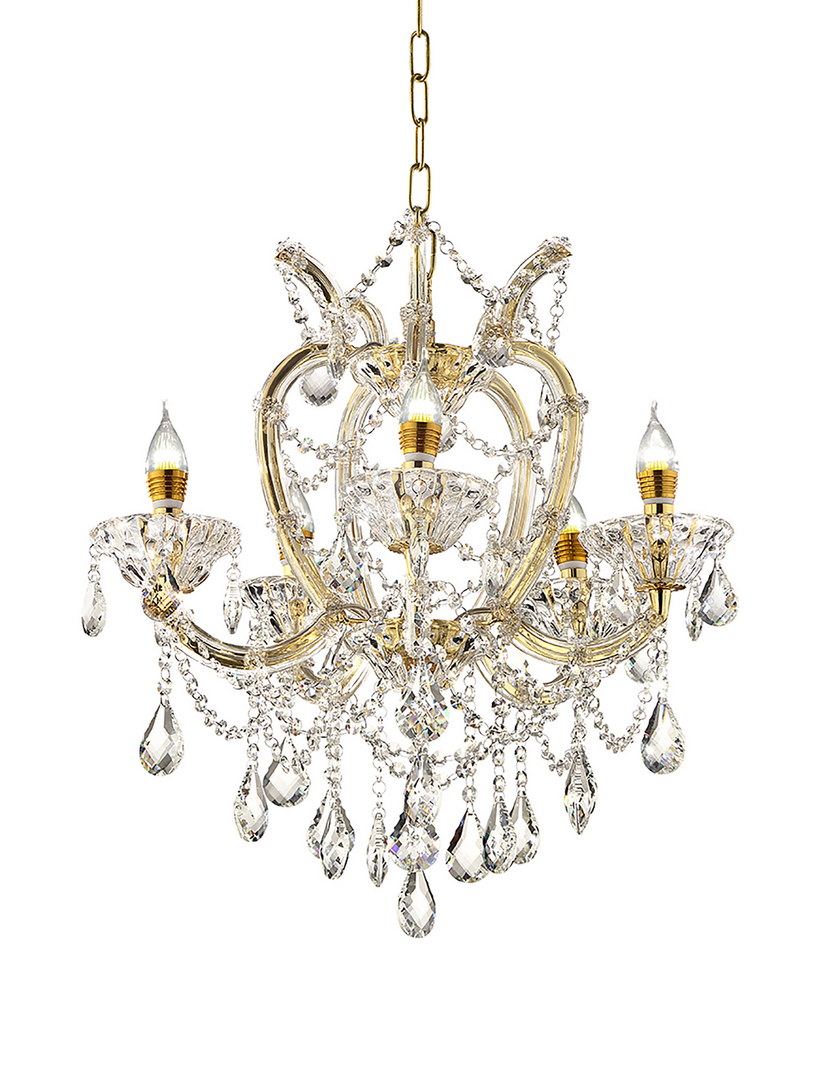 22"In Bella Petite Gold Crystal 5-Led Light Chandelier