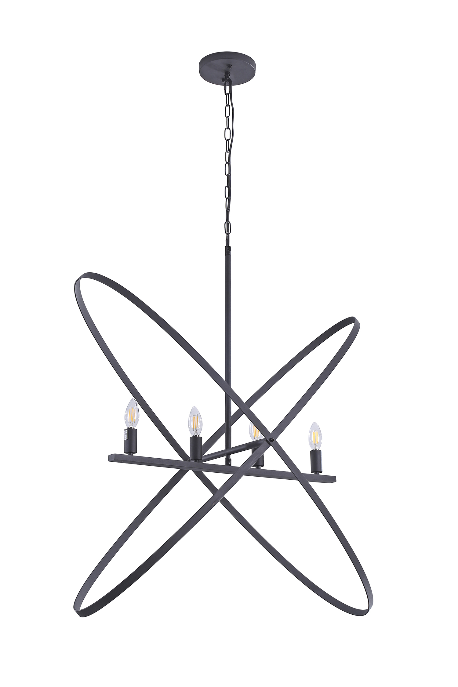 29"L X 15"W X 37.5"H 4 Led Matte Black Atom Brass Metal Pendant