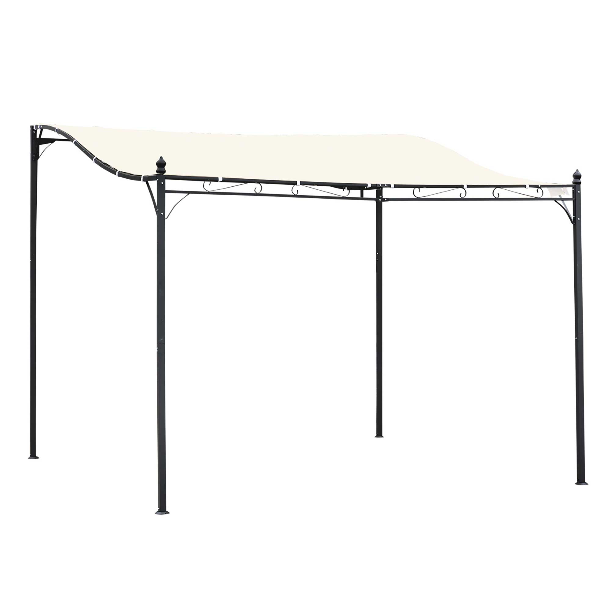 Outsunny 10' x 10' Steel Outdoor Pergola Gazebo, Patio Canopy with Weather-Resistant Fabric and Drainage Holes for Backyard Pool Deck Garden, Cream White