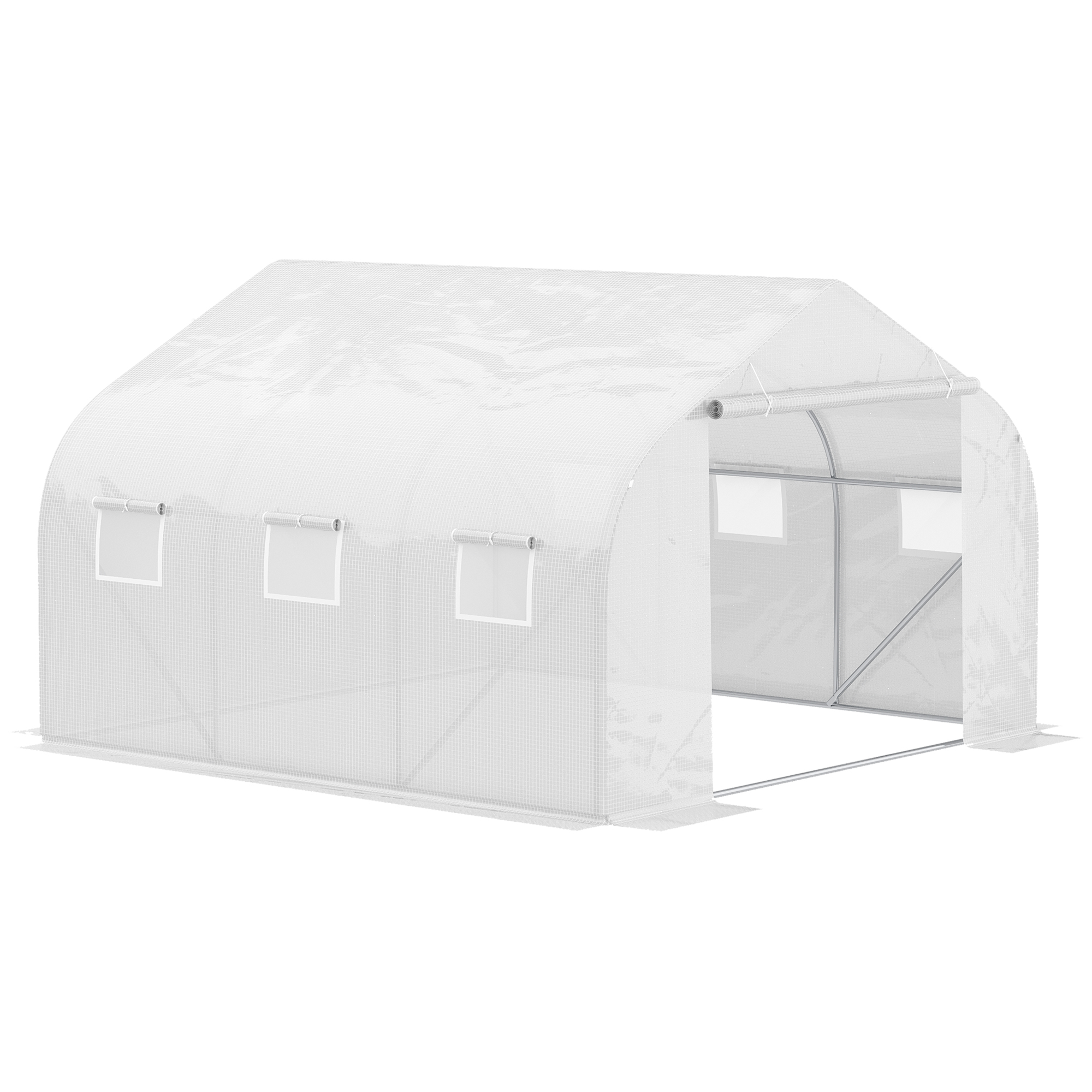 Outsunny 11.5' x 10' x 6.5' Outdoor Walk-in Greenhouse, Tunnel Green House with Roll-up Windows, Zippered Door, PE Cover, Heavy Duty Steel Frame, White