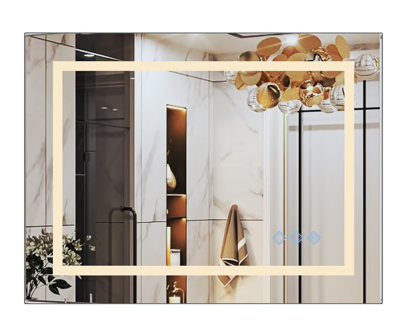 48x36inch LED Bathroom Mirror,3000-6000K Gradient Front and Backlit LED Mirror for Bathroom,3Colors Dimmable,IP54 Enhanced Anti-Fog,Hanging Plates Wall Mount Lighted Mirror(Only mirrors, not cabinets)