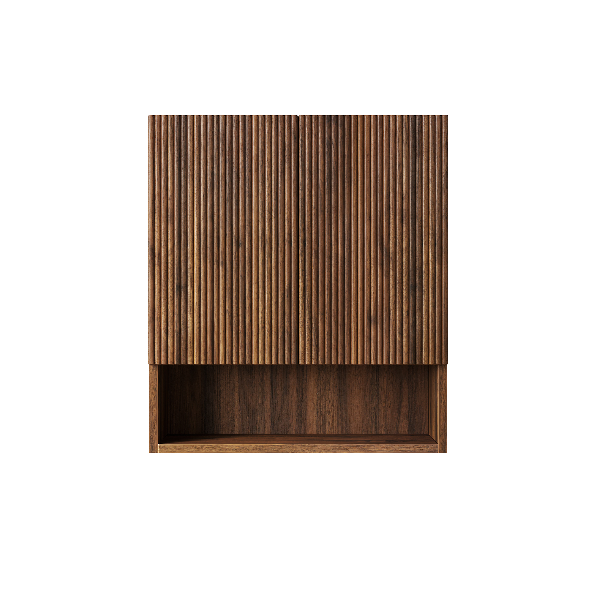 TOBI 26" Wall-Mounted Striped Bathroom Cabinet, with Doors, Shelf and Open Storage Compartment Over The Toilet Storage Cabinet for Bathroom, Kitchen, Laundry Room, Drak Walnut Woodgrain Color