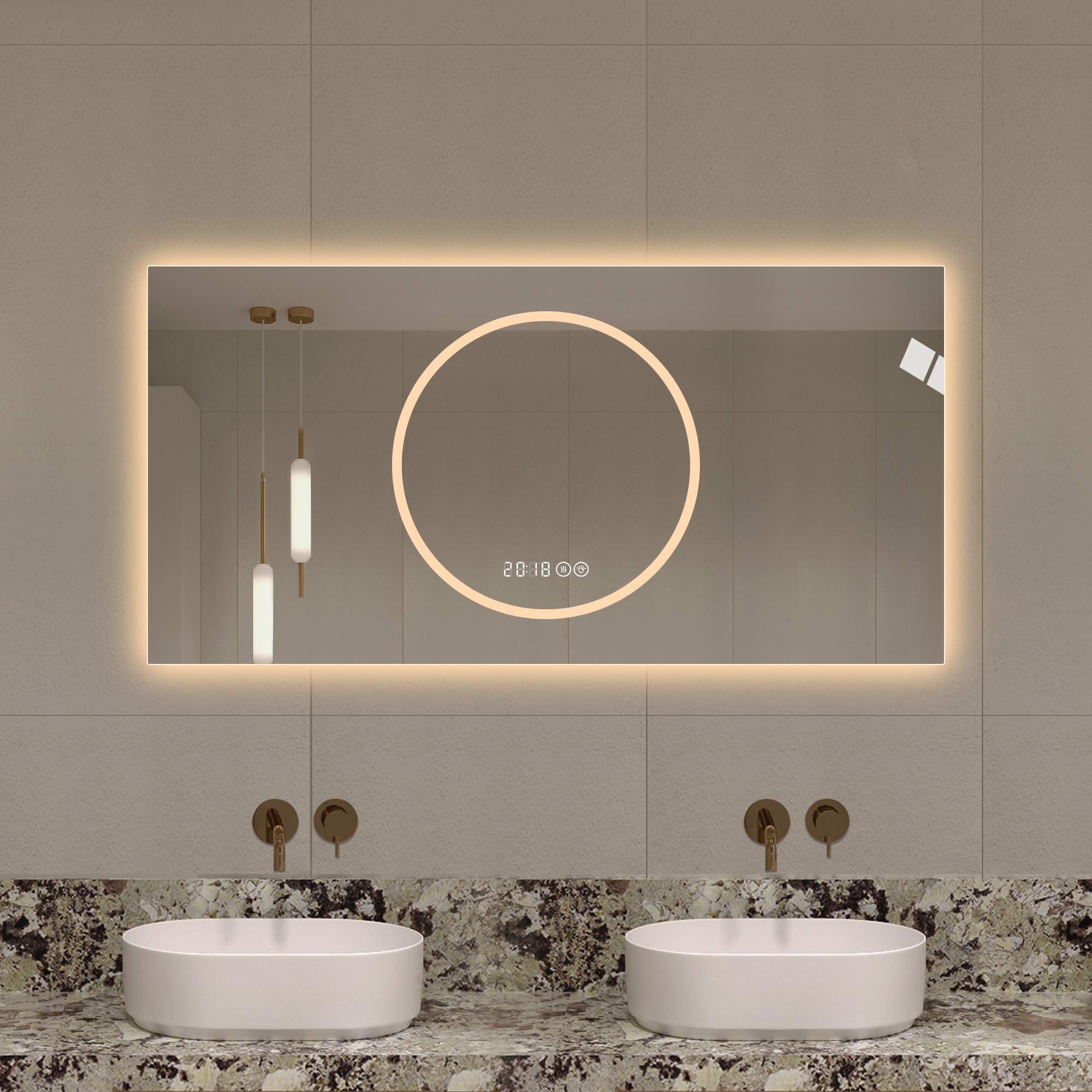 48*24 inch Bathroom Mirror with Led Lights , Anti-Fog Lighted Vanity Mirrors for Wall Mounted, 3 Colors and 6 level Dimmable, Horizontal