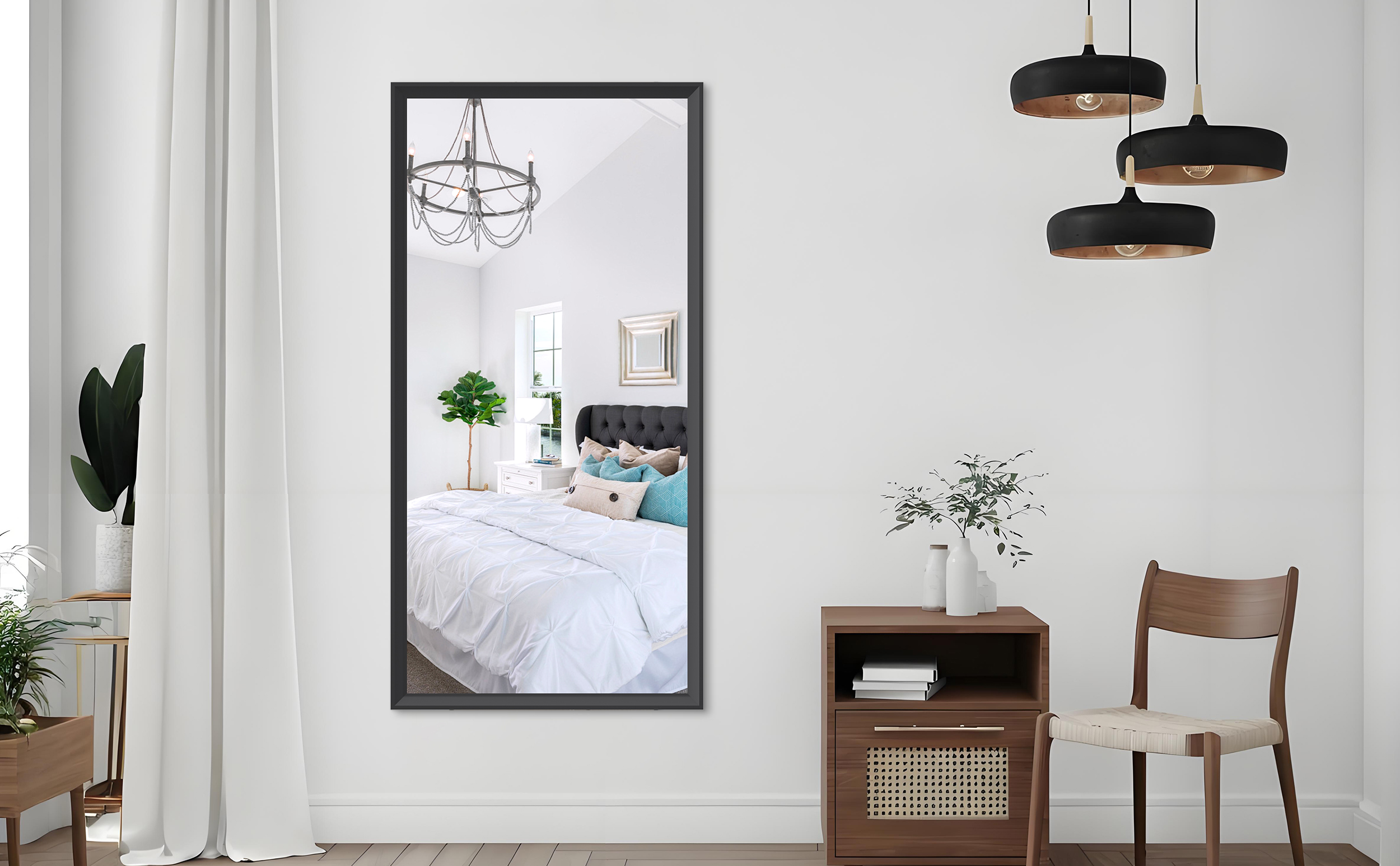 60"x30" Oversized Modern Rectangle Bathroom Mirror with Balck Frame Decorative Large Wall Mirrors for Bathroom Living Room Bedroom Vertical or Horizontal Wall Mounted mirror with Aluminum Frame