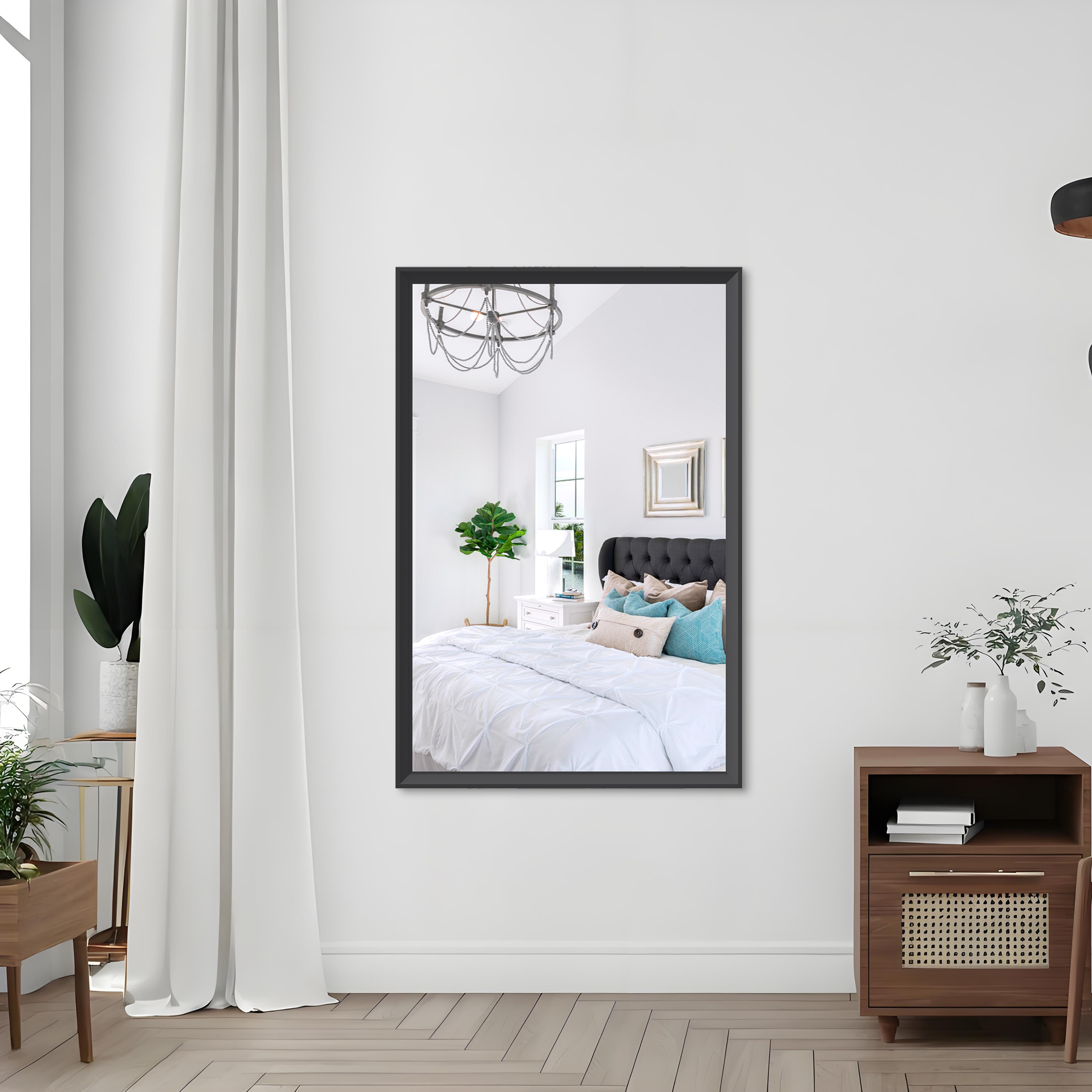 48"x32" Oversized Modern Rectangle Bathroom Mirror with Balck Frame Decorative Large Wall Mirrors for Bathroom Living Room Bedroom Vertical or Horizontal Wall Mounted mirror with Aluminum Frame