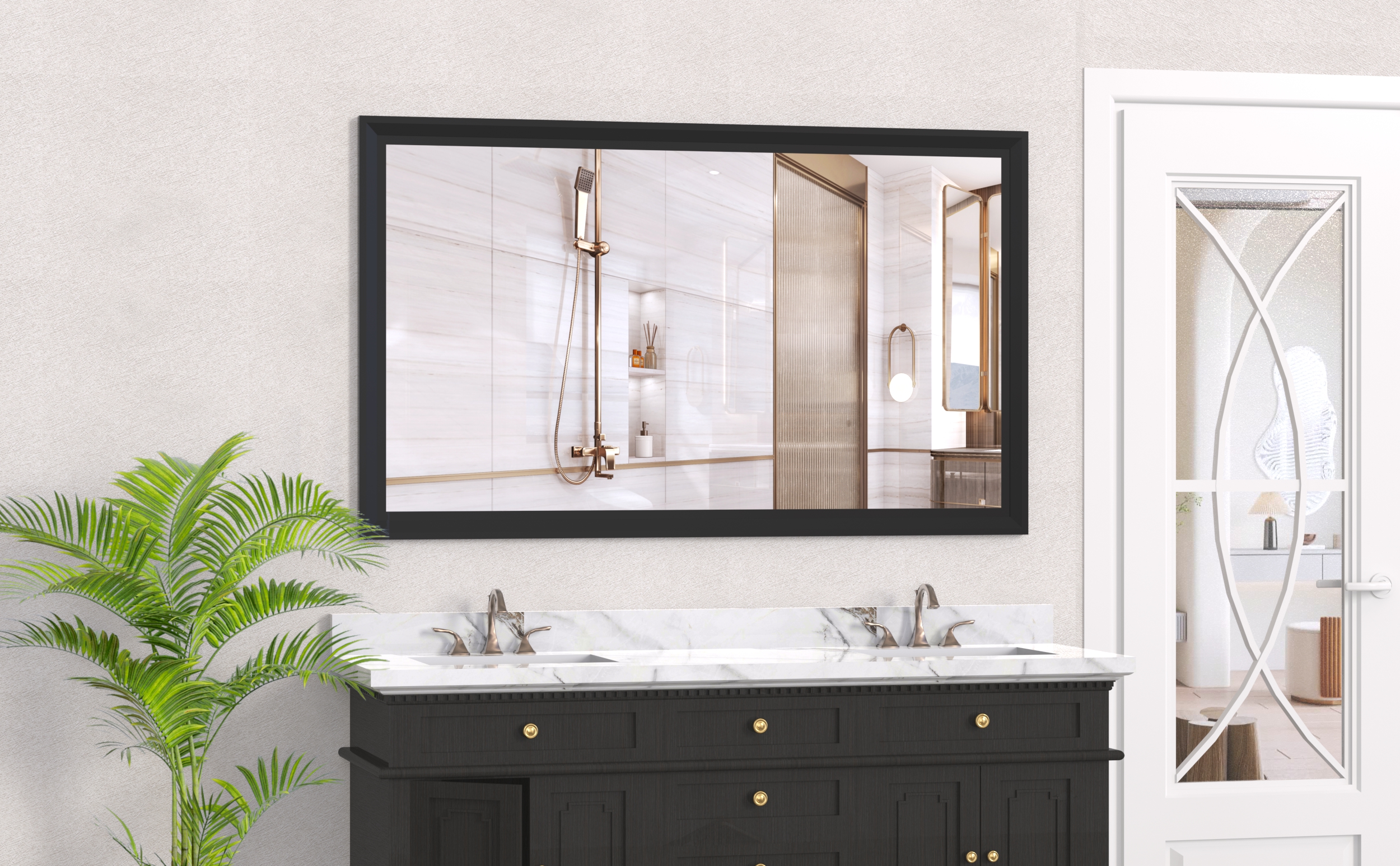 60"x36" Oversized Modern Rectangle Bathroom Mirror with Balck Frame Decorative Large Wall Mirrors for Bathroom Living Room Bedroom Vertical or Horizontal Wall Mounted mirror with Aluminum Frame